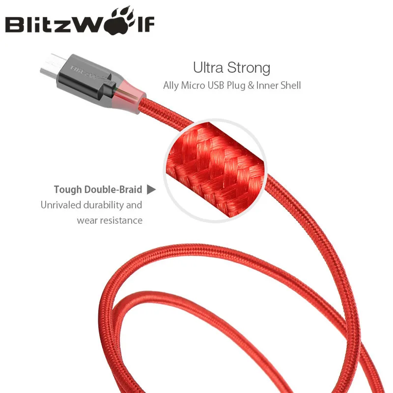 Blitzwolf Micro USB кабель Android для передачи данных мобильного телефона Кабели Быстрая
