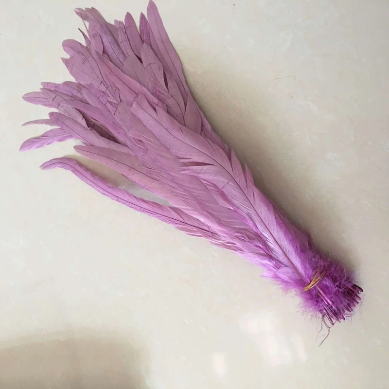 Plumas de cola de gallo púrpura claro para decoración, plumas artesanales de Navidad, faisán, manualidades, 30-35CM, 500 Uds., venta al por mayor
