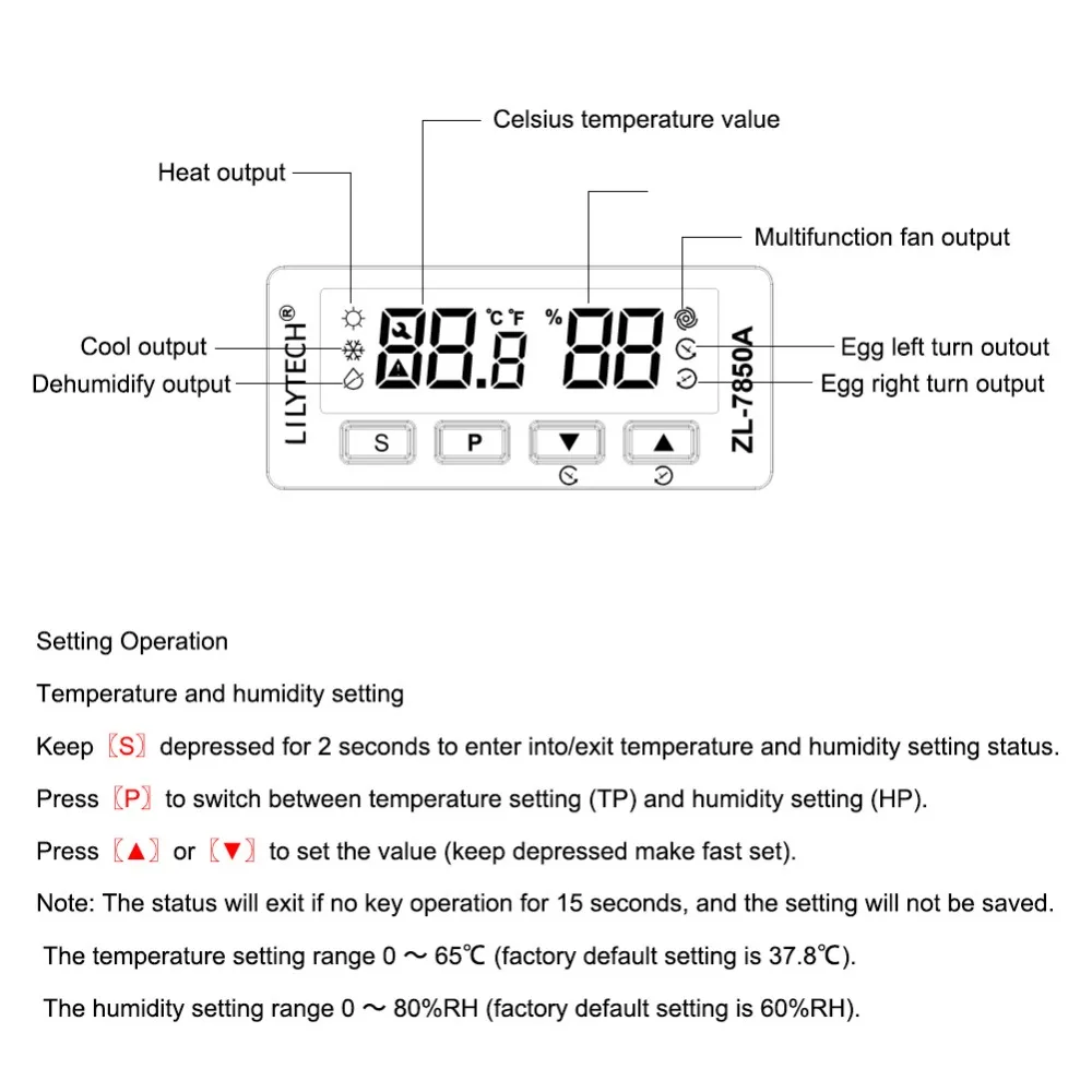 ZL-7850A 100-240VAC lcd температуры и влажности двойной дисплей инкубатор контроллер цифровой термостат для яичного инкубатора
