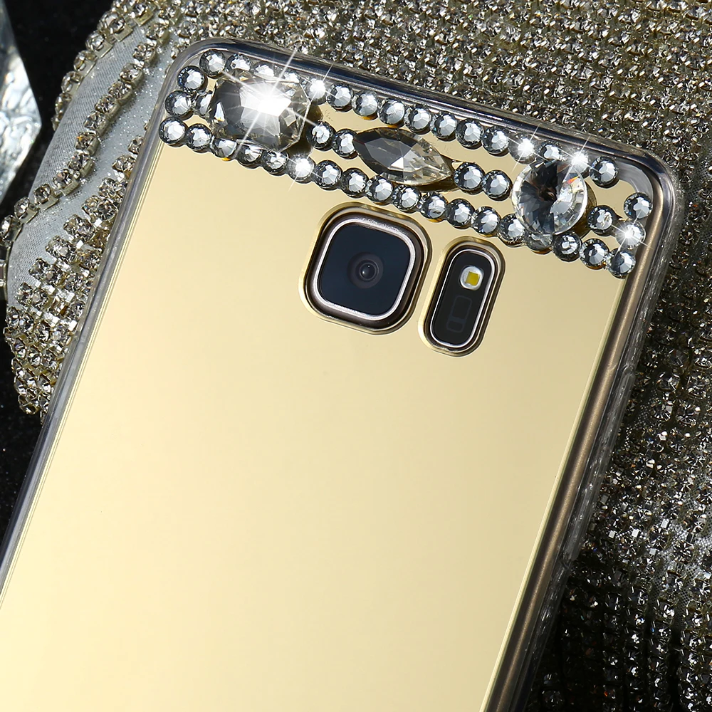 Зеркальный чехол со стразами для Samsung Galaxy j5 2017 S6 edge S8 Plus J5 2016|Бамперы| |