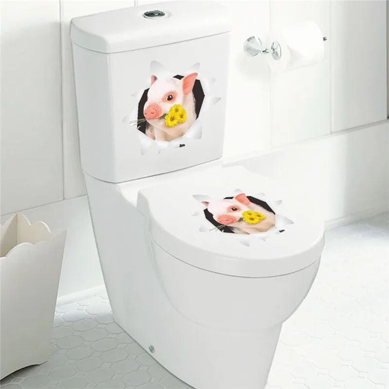 3d яркие наклейки на стену в виде свиньи цветка туалет детская комната домашний