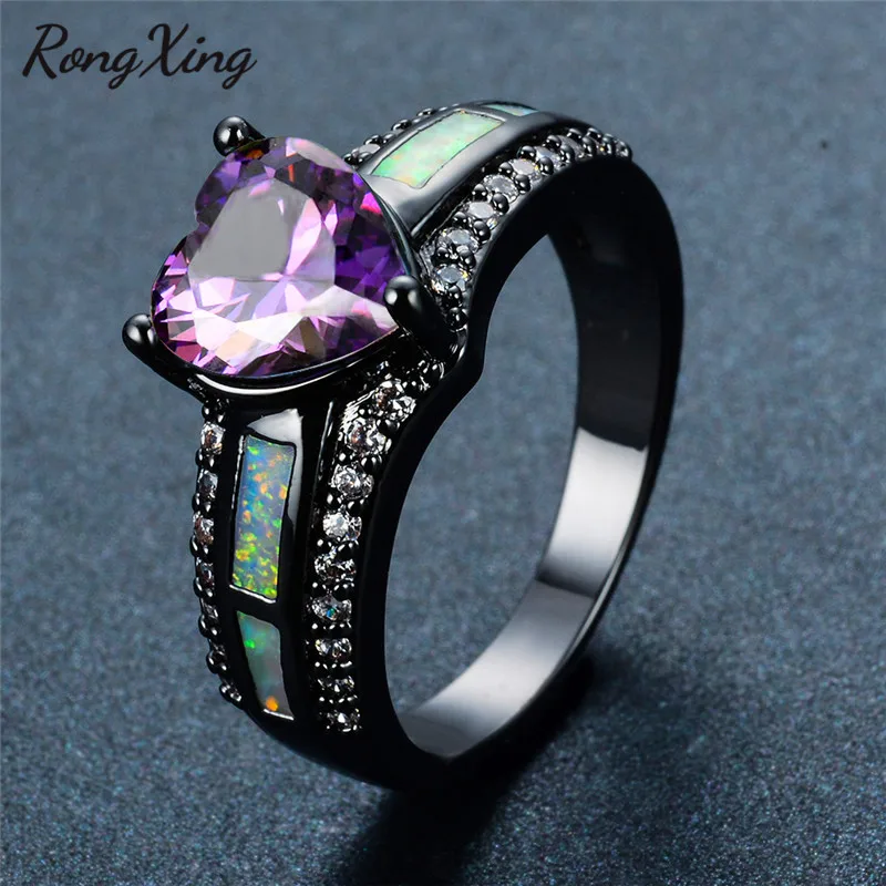 RongXing хит продаж белые противопожарные кольца с разноцветными сердечками для