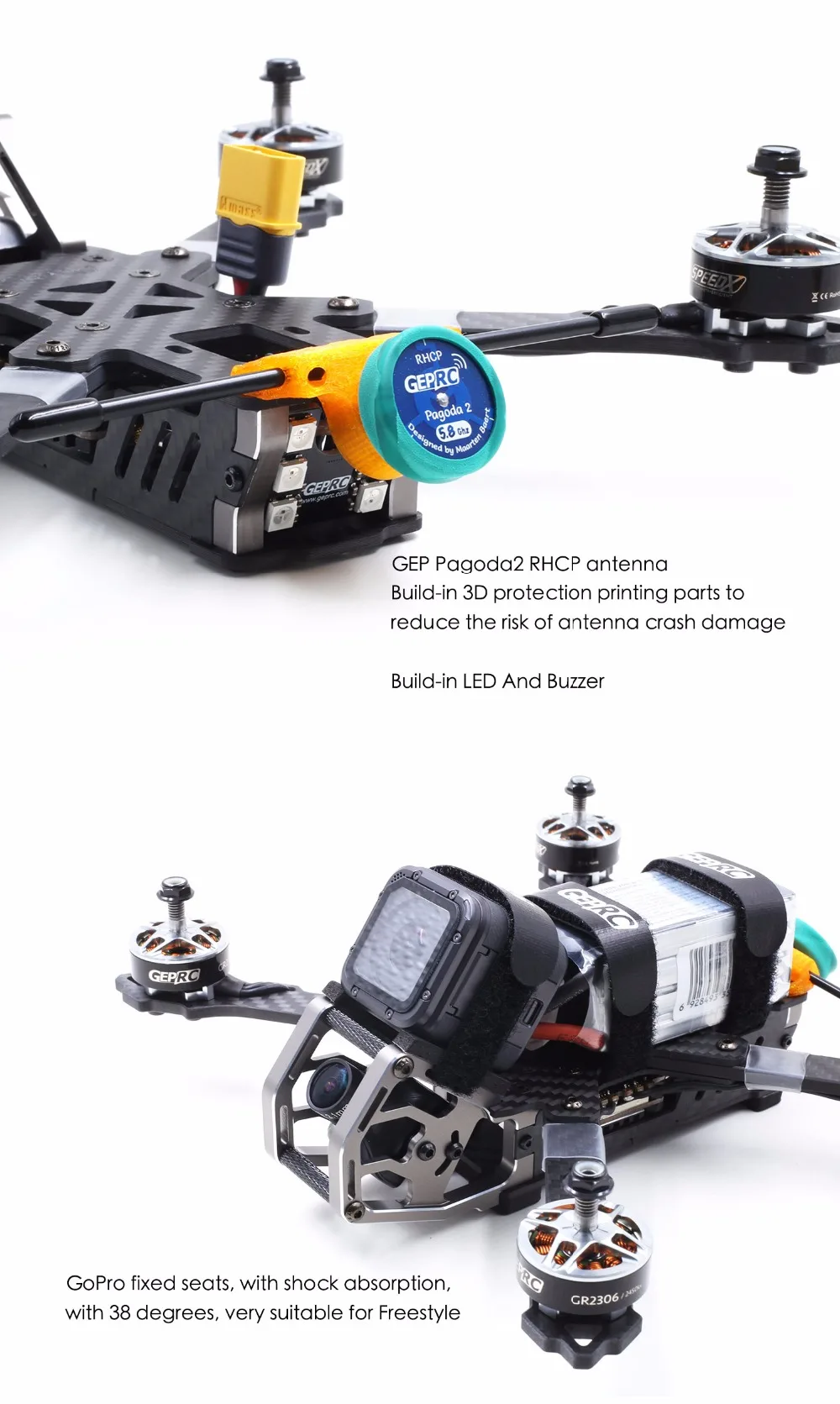 GEPRC GEP-KX5 элегантный PNP/BNF 230 мм Колесная база Рама Комплект комбинация для RC FPV гоночный Дрон Квадрокоптер
