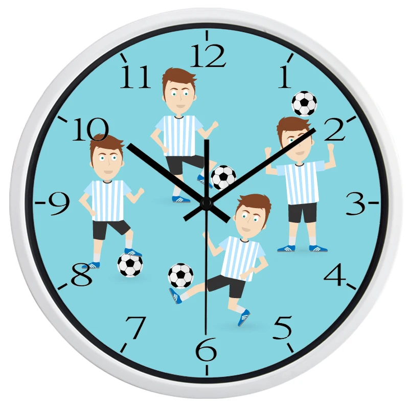 Мультфильм мальчик комната футбольные фанаты клуб настенные часы детская футбол