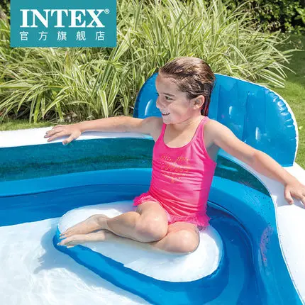Intex надувной бассейн детский домашний бассейн прозрачный утолщенный Детский семейный бассейн для купания со спинкой