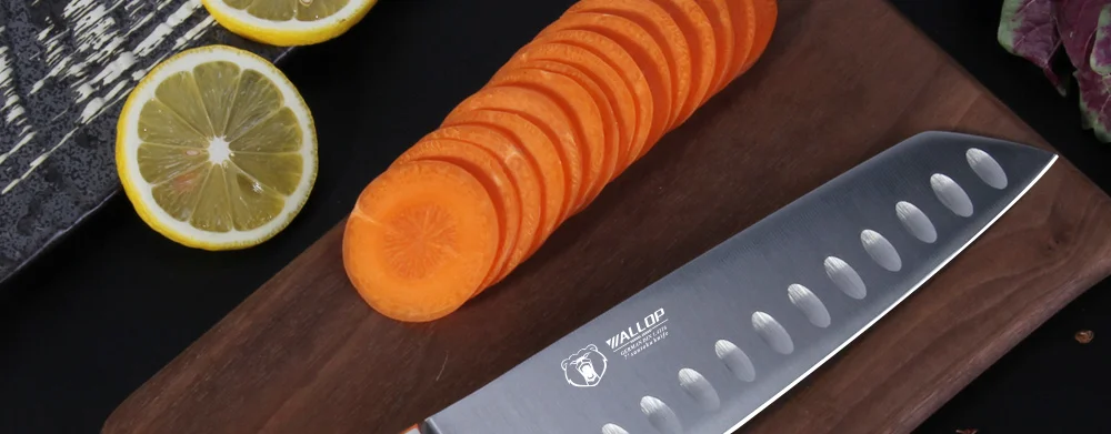 WALLOP Santoku нож-HC из нержавеющей стали немецкий кухонный нож с эргономичной ручкой-7''