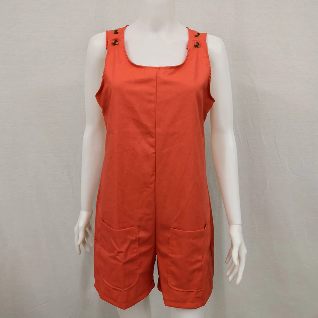 Summer Beach Romper Women Cotton Linen Pockets Playsuit Casual Shorts Jumpsuit Dungaree Overalls Combinaison Femme Plus Size | Женская