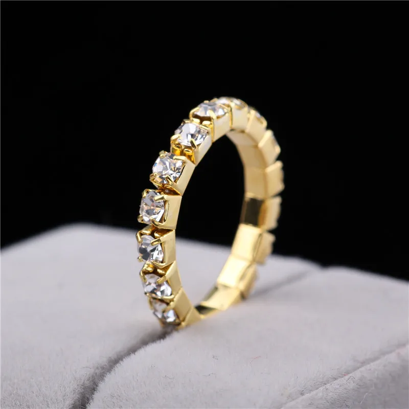 Корейские яркие эластичные кольца манго 18KGP с имитацией бриллиантов. Блестящие