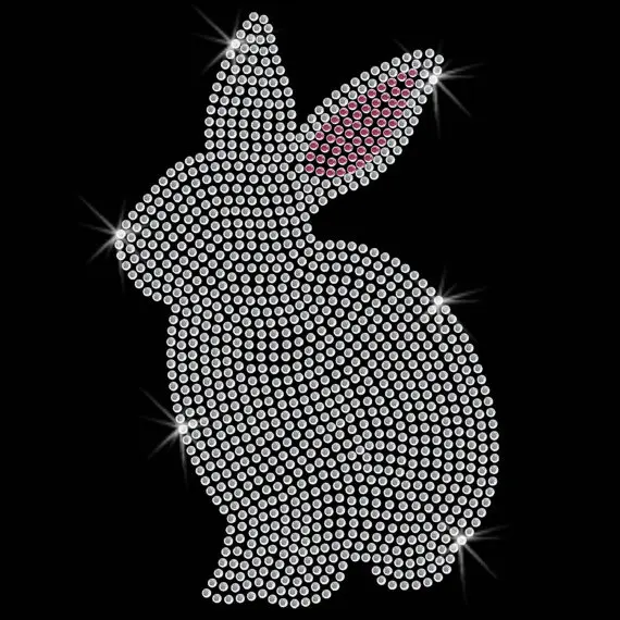 

2pc/lot Cute Bunny Motif Rhinestone Transfer Rhinestone Transfer hot fix rhinestone applique iron on applique patches
