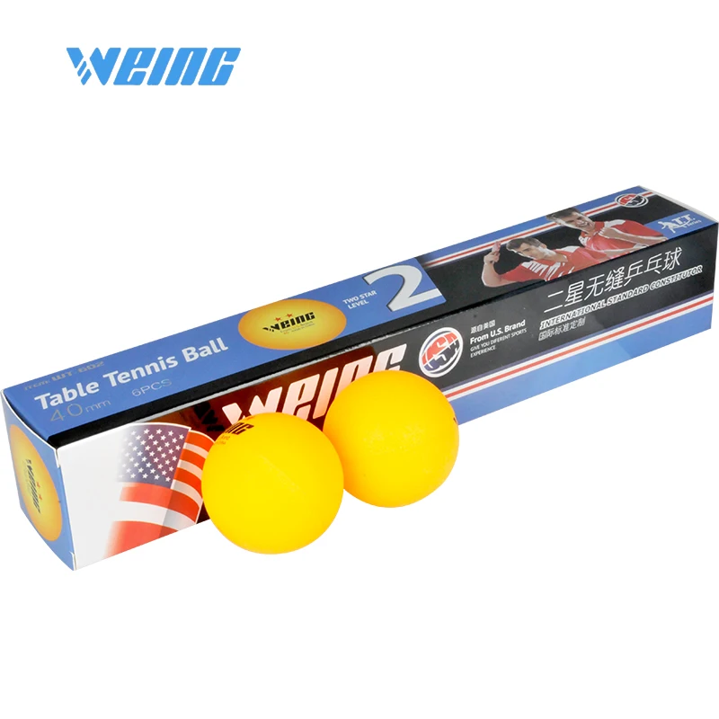 Quality 1 Box 6 WEING WT602 40mm Two-Star Seamless Table Tennis Orange Yellow White Professional Fitness Training | Спорт и