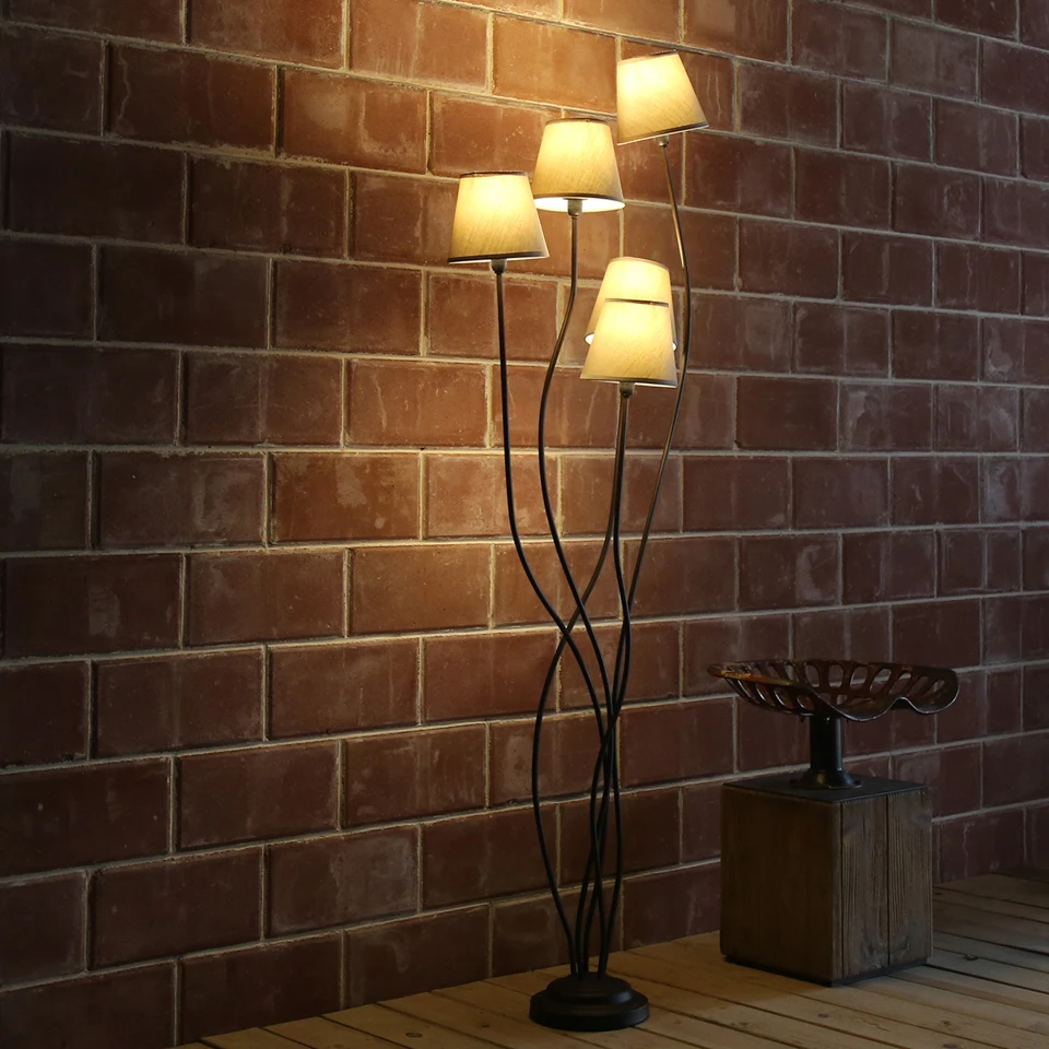 5 головок модный торшер с коричневым E14 абажур элегантный филиал Lampstand напольное