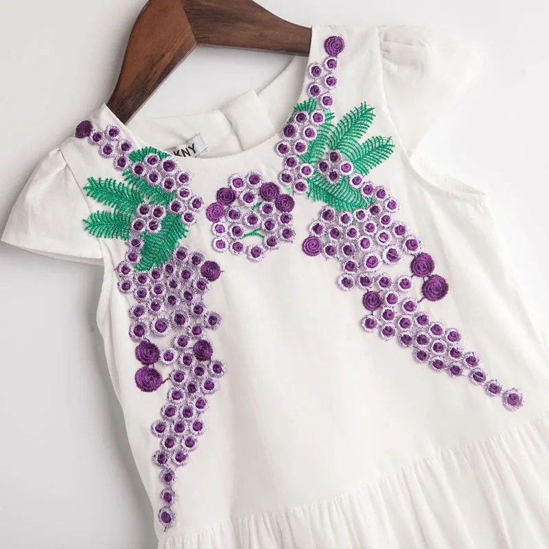 Детская Хлопковая одежда с вышивкой для девочек новое Брендовое летнее платье