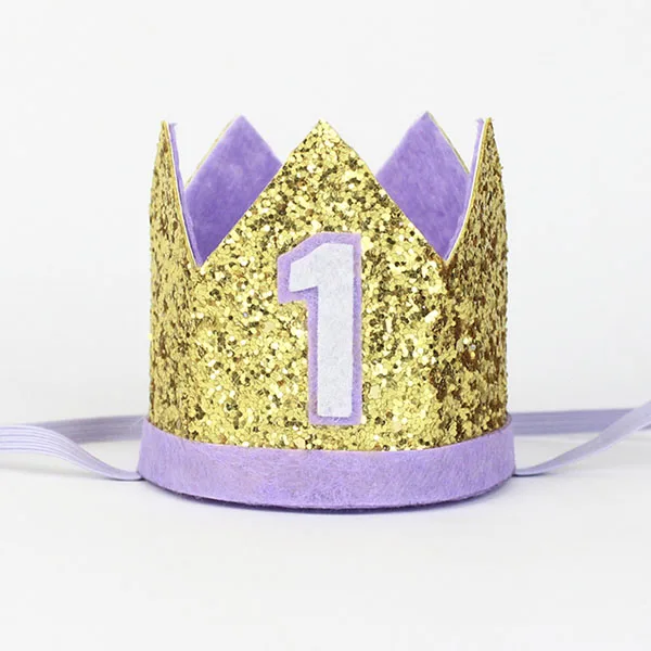 Style 8 Happy 1st головные уборы на день рождения шляпка с блестками первый день рождения корона мальчиков и девочек один год вечерние шапка детский аксессуар для волос - Цвет: Style 8