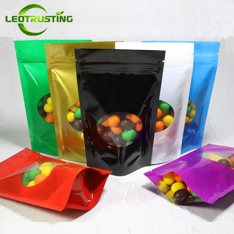 Leotrusting 100 шт. Глянцевая алюминиевая фольга оконная сумка на молнии цветная