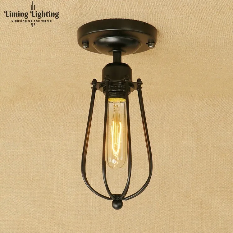 

Retro Vintage Industrial Lamp Covers Pendant Bulb Light Guard Wire Cage Ceiling Lamp Fitting Hanging Bars Cafe Shade E27