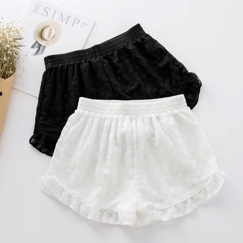 New Sexy Eyelash Lace Safety Pants Anti Emptied Three-point Fashion Silk Outer Wear Female Women Summer | Женская одежда