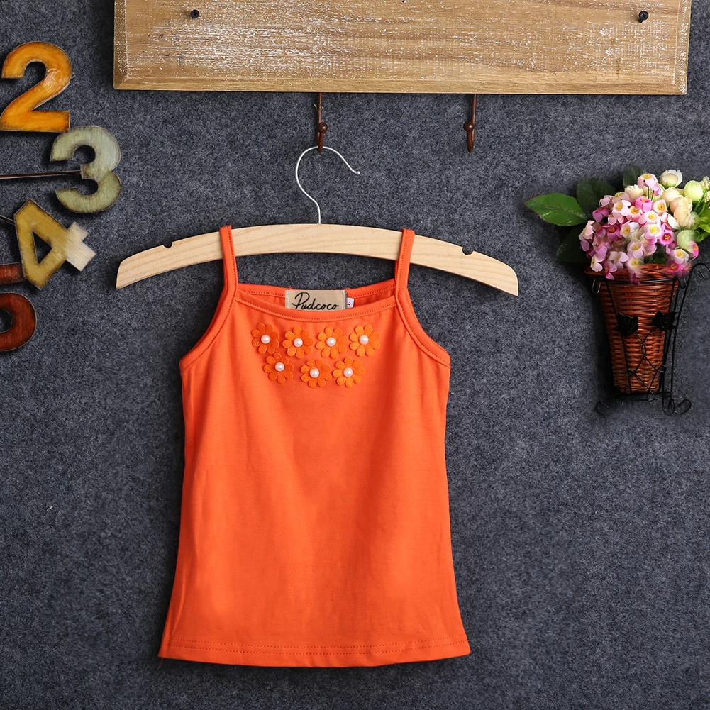 Летний комплект одежды из 2 предметов для маленьких девочек оранжевая жилетка с