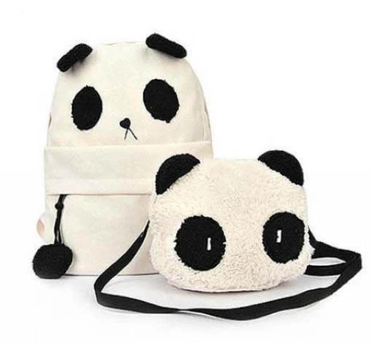 Free Shiping Lovely Panda Canvas Women Backpack Travel Bags Wholesale BP-027 | Багаж и сумки