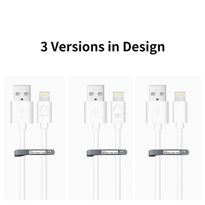 Кабель Snowkids MFi для iPhone 5, 6, 7, 8 X, XR, XsMax, Lightning, USB, синхронизация данных, зарядное устройство, Совместимость с iOS12, синхронизация данных, 5 шт