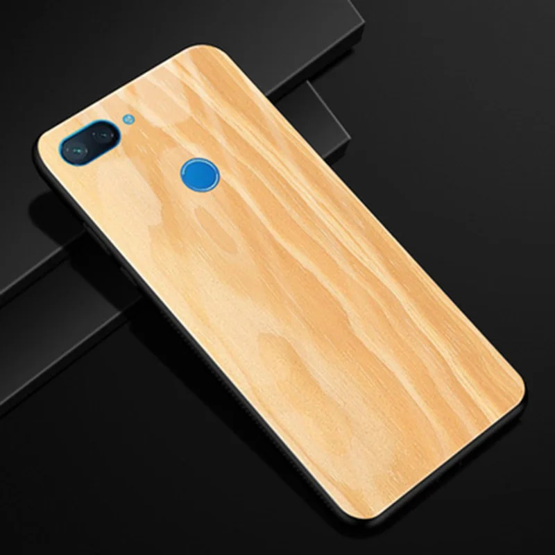 6 26 &quotДерево стильное закаленное стекло чехол для xiaomi mi 8 lite силиконовая рамка