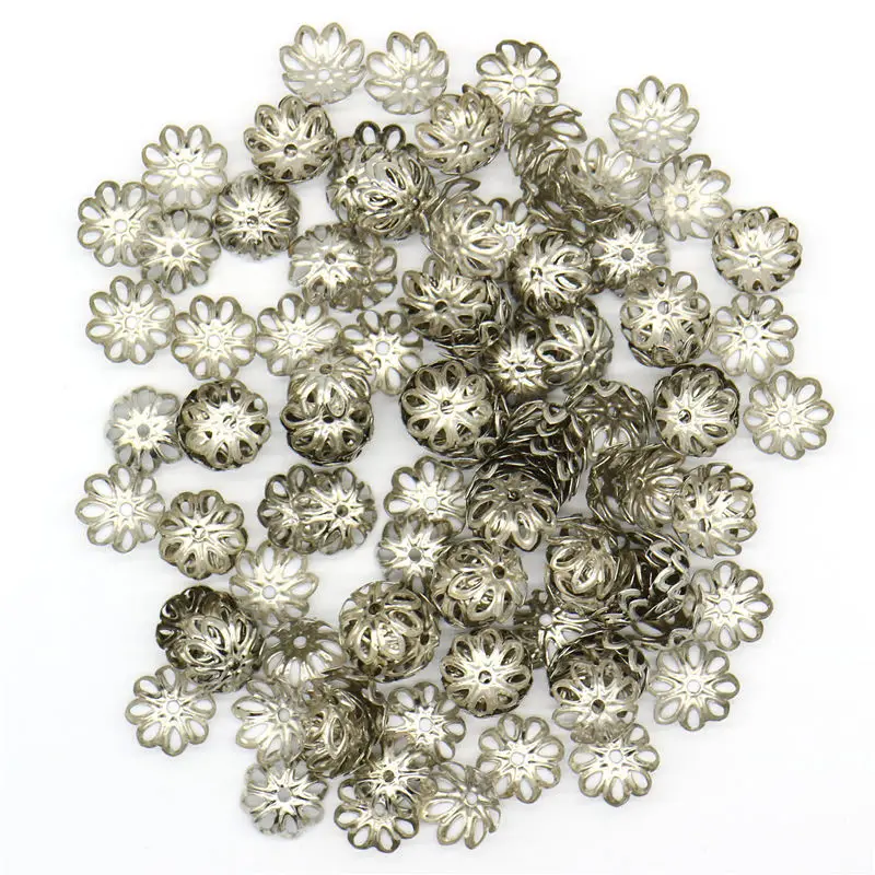 150 шт./лот посеребренные бусины разделители в форме лепестков цветов шармы из