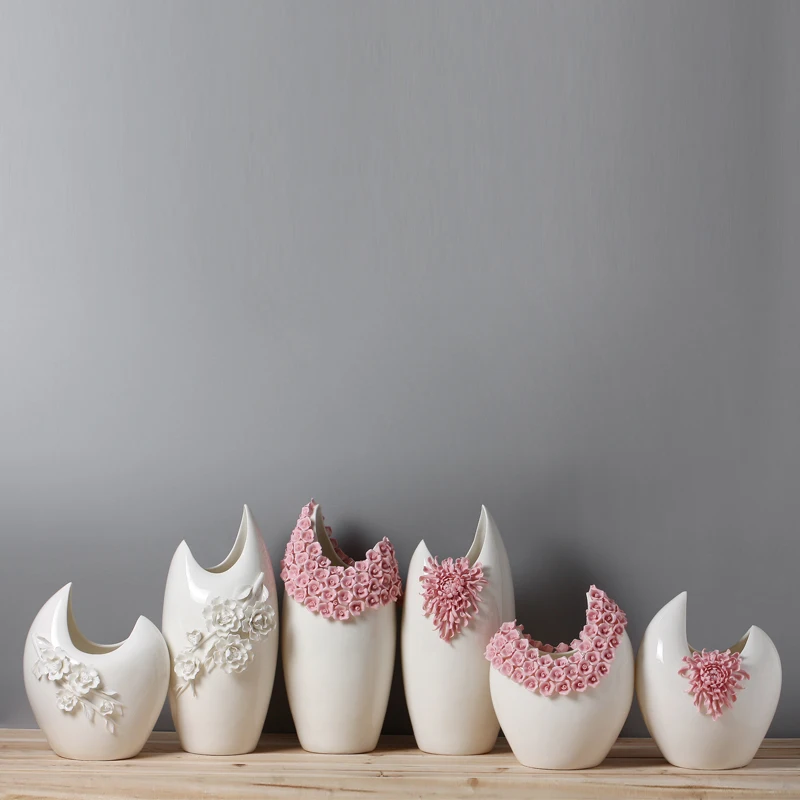 Керамические вазы в форме полумесяца декоративные креативные цветочные для