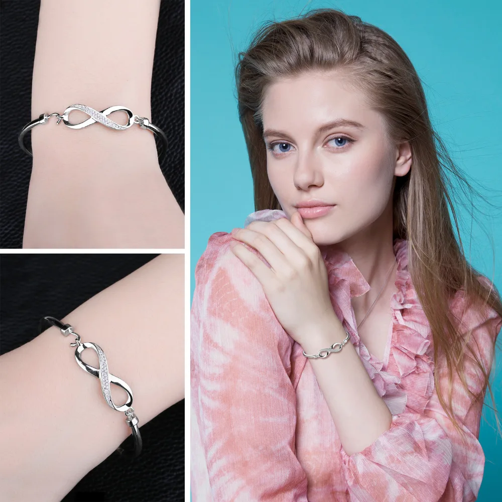 JewelryPalace Forever Love Бесконечность кубического циркония Юбилей браслет Pure 925 пробы