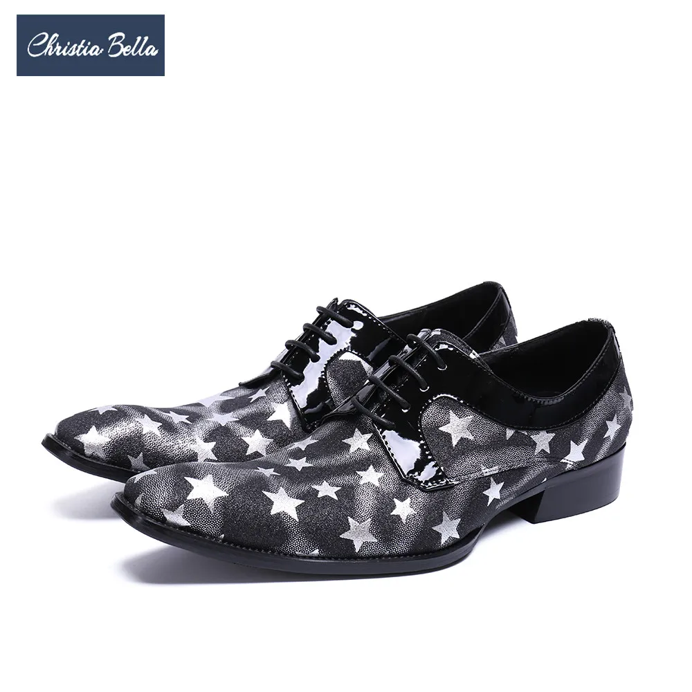 

Christia Bella New Fashion Printing Formal Men Dress Shoes Italian Leather Men Oxford Shoes Plus Size Lace Up Brogue Shoes