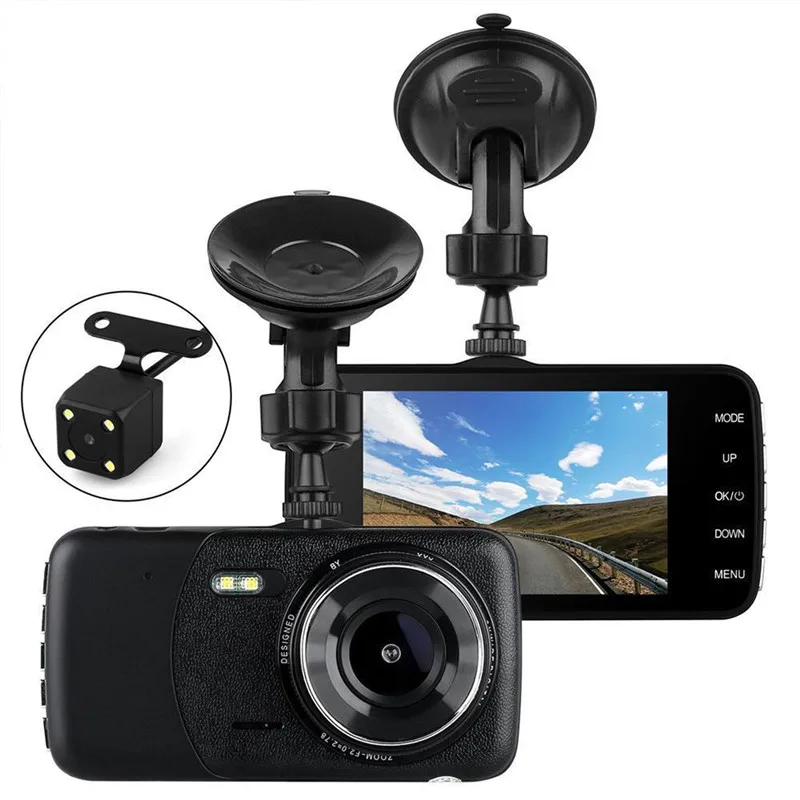 Автомобильный видеорегистратор на зеркало заднего вида 1080P с двумя