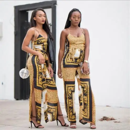2019 Africa special custom spring and summer fashion ethnic costumes halter top jumpsuit | Тематическая одежда и униформа