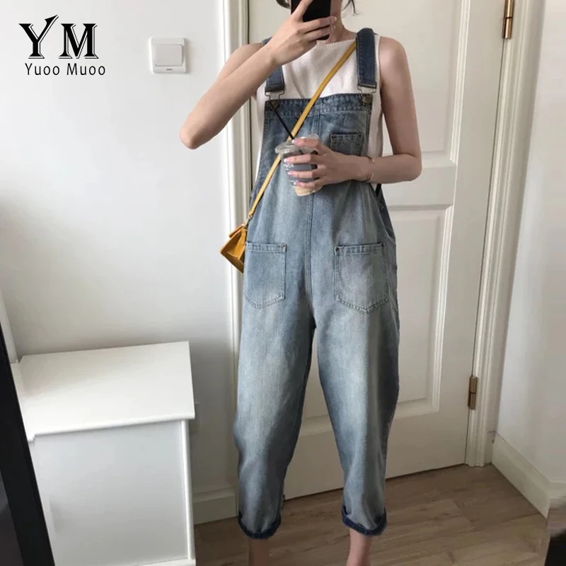 Женский джинсовый комбинезон YuooMuoo повседневный длинный модная уличная одежда