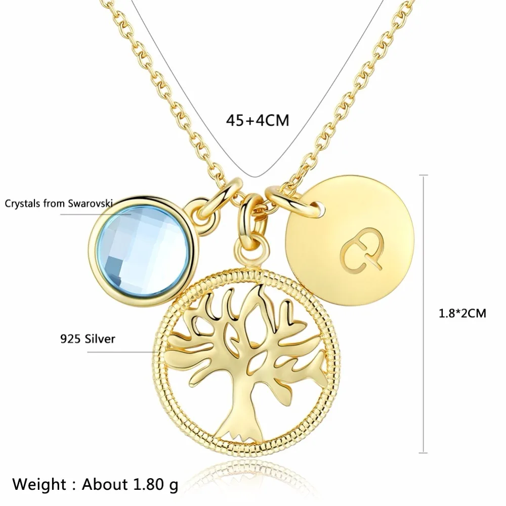 Lekani дизайн кристалл от Swarovski Glod Color Life Tree Круглый кулон ожерелья для женщин