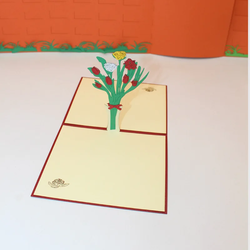 (10 шт./лот) бренд leiso новый дизайн теплые сладкие гвоздики День матери карты 3D Pop Up