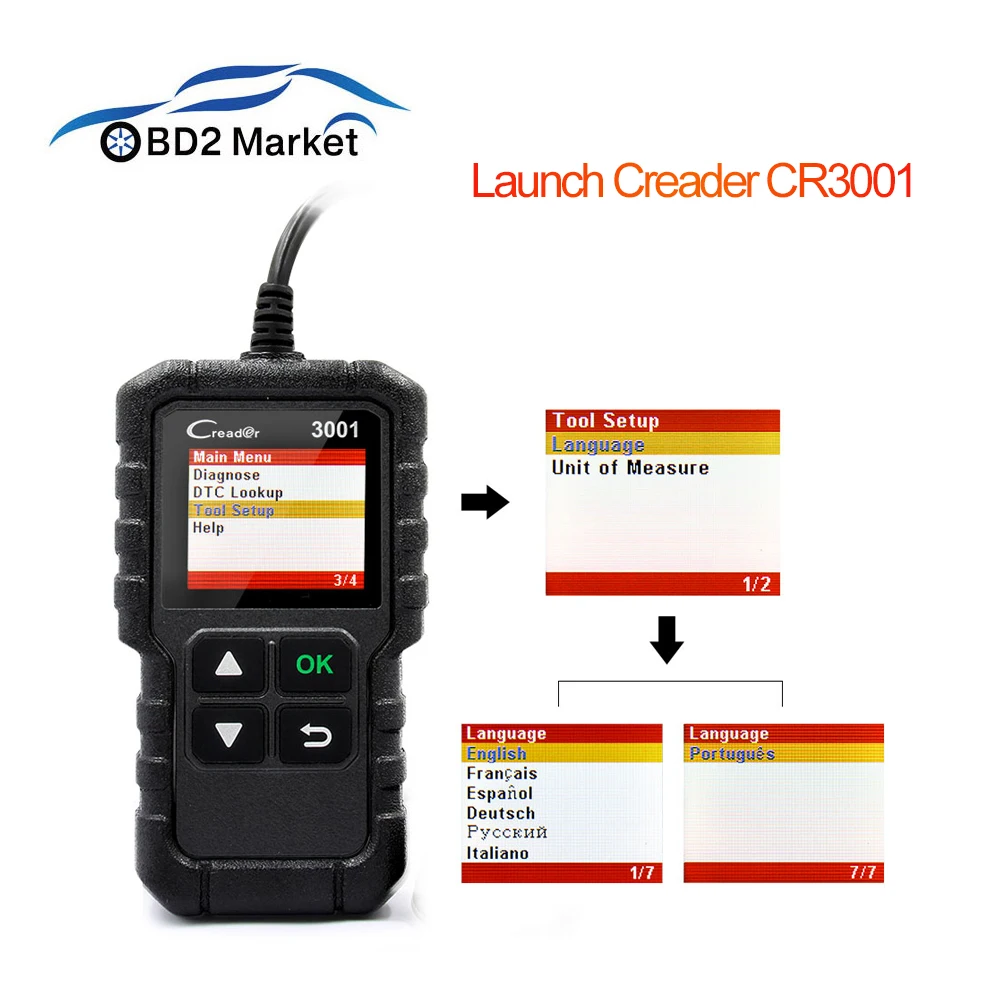 Диагностический сканер OBD2 LAUNCH X431 CR3001 инструмент для диагностики автомобиля PK AD310