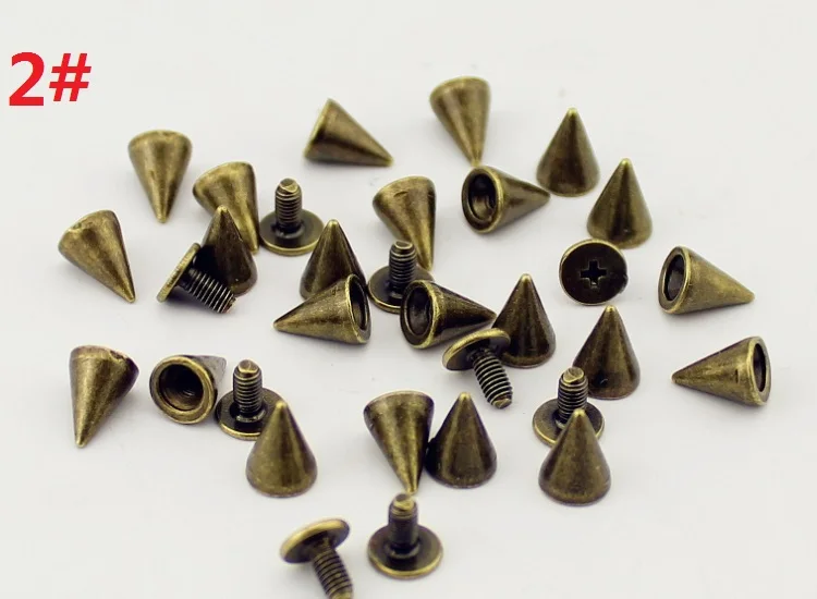 bronze 50 шт./компл. 7x10 мм серебряные конические Шипы и шипы для одежды отвертка DIY ремесло крутые панк заклепки для одежды для кожи/сумки/обуви - Цвет: bronze