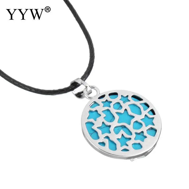 Ожерелье с подвеской из натурального камня искусственной кожи и латуни 2