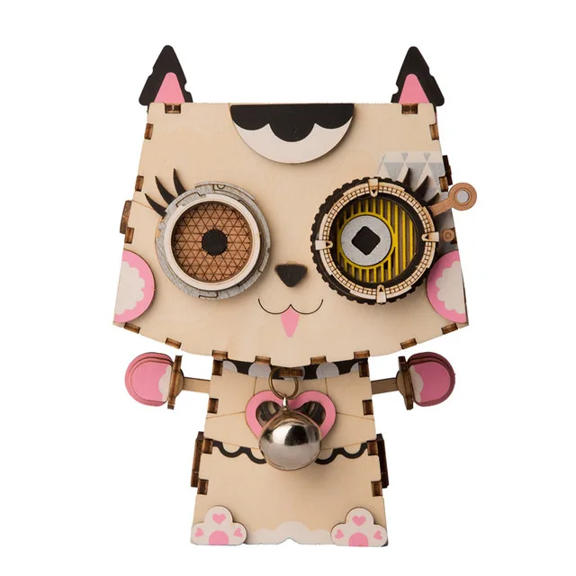 Cat Robotime 3D Деревянный робот игра-головоломка Креативный цветочный горшок коробка для хранения ручки модели строительные наборы игрушка для детей и взрослых FT761 - Цвет: Cat