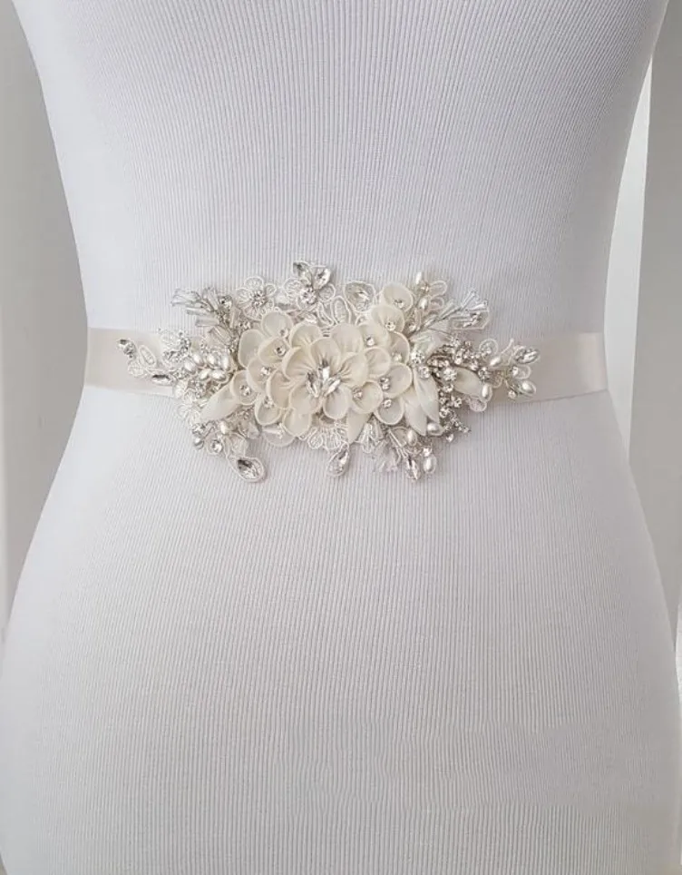 

Rhinestone and Floral Wedding Sash, Bridal Belt, Custom Wedding Belts and Sashes