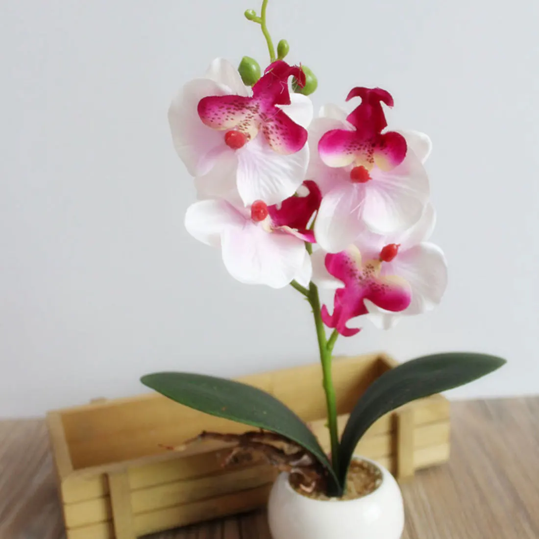 Pink white Новое поступление Орхидея цветы Настоящее прикосновение искусственная Орхидея, Бабочка Ваза Флорес свадебное украшение дома фестиваль - Цвет: Pink white