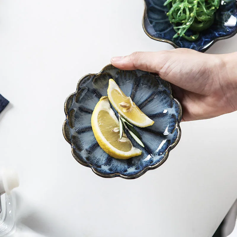 Блюдо для приправ в европейском стиле форме цветка глазурное блюдо фруктов