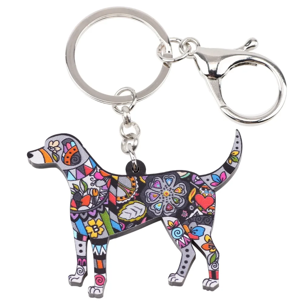 Bonsny Acrylic Dog Jewelry Puppy Beagle Pets Key Chain Ring Pom Gift For Women Girl Bag Charm Keychain Pendant | Украшения и