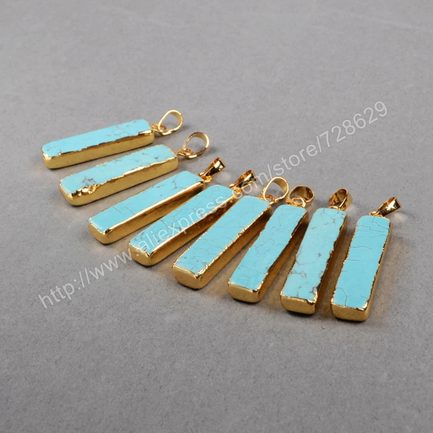 Borosa 10 шт./лот Новое поступление золото Цвет прямоугольник Howlite синий камень бар
