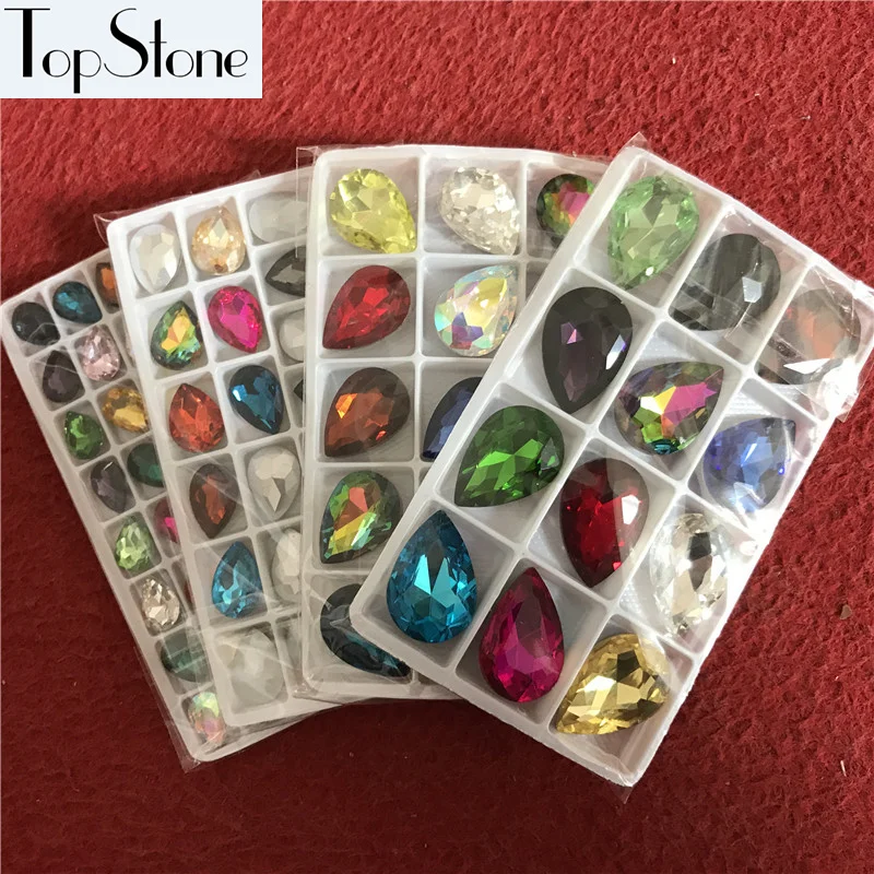 Смешанные цвета каплевидные камушки стеклянные капли с острым основанием