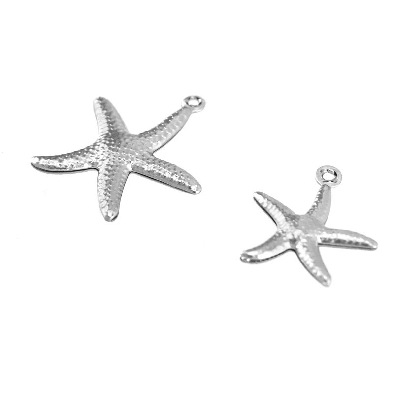 

100% Stainless Steel Starfish Charms Pendant 15/20mm Metal Charm Personality Bracelet Necklace Accessory Wholesale 100pcs