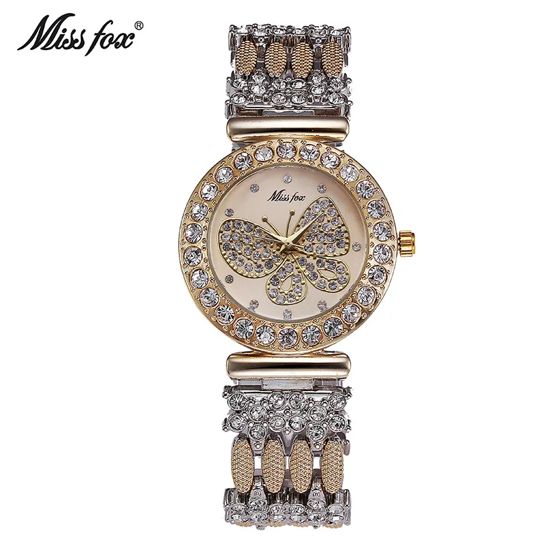 

Fox Miss Luxury Dress Watch Women Fashion Female Butterfly Pattern Rhinestone Dial Metal Women's Quartz Relojes Para Mujer