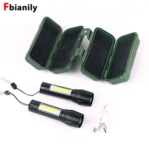 Миниатюрный светодиодный USB фонарик с монолитным блоком светодиодов, перезаряжаемый Рабочий фонарь с фокусом и встроенным аккумулятором, фонарь с USB-кабелем и коробкой