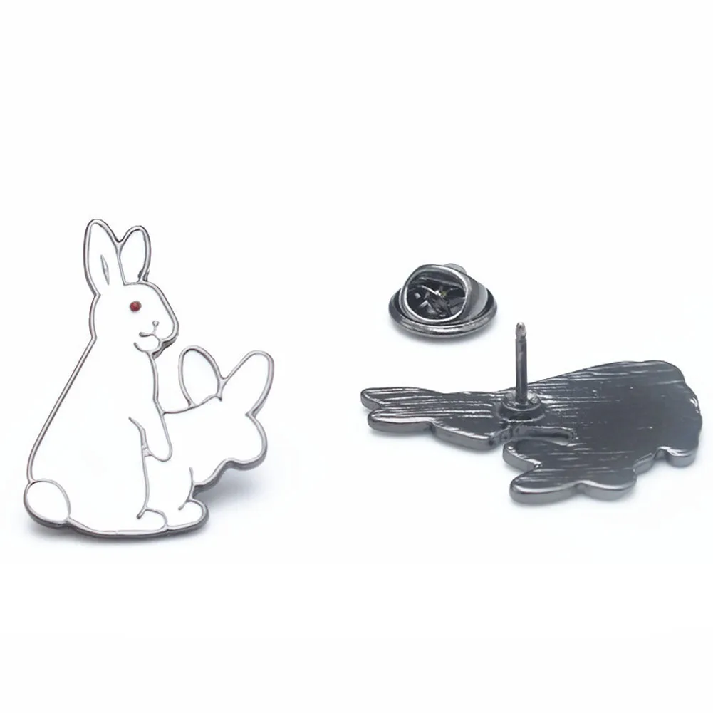 2017 новая мультяшная Милая 2 белые кролики зло брошь заколки животные джинсовая