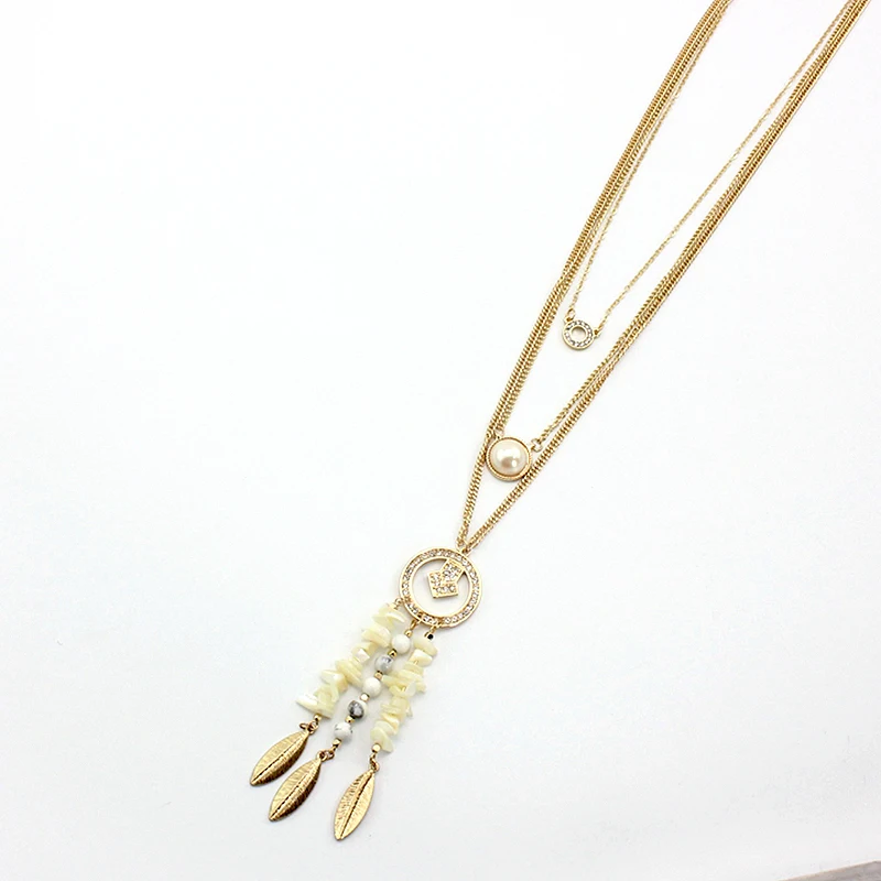 Подвеска с кисточками и кристаллами многослойное ожерелье искусственным