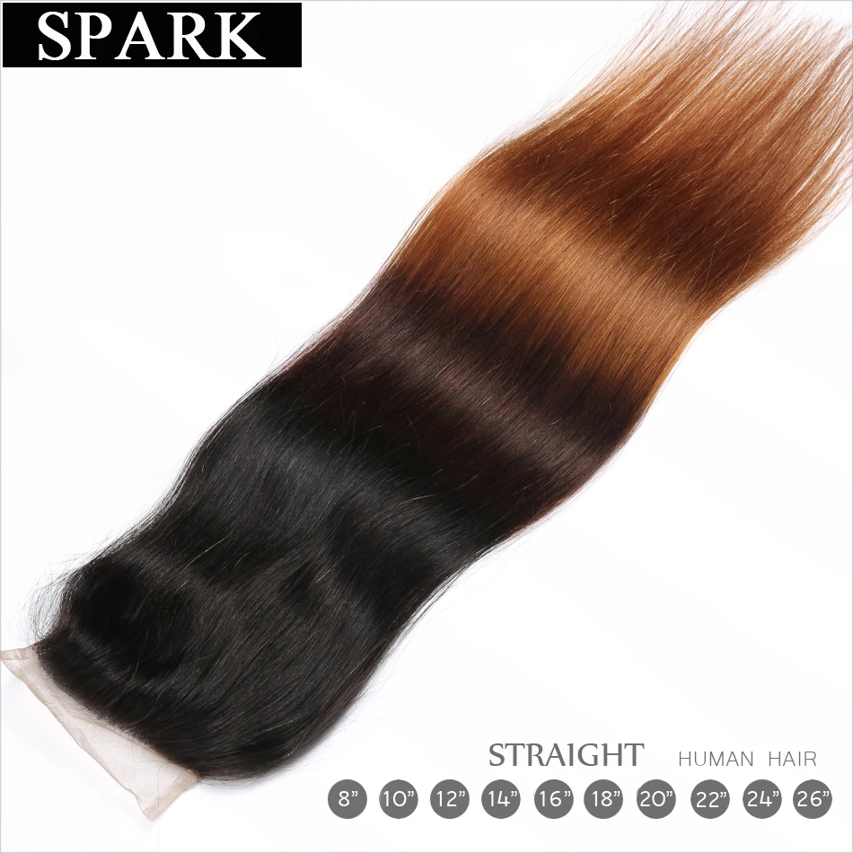 Spark Бразильский прямые волосы с эффектом деграде(переход от швейцарская шнуровка 1b/4/30 часть 4 ''x 4'' парик из волос Реми человеческие волосы