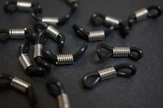 

300pcs BIG SALE Supplies - Eyeglass holder Black rubber with Silver Coils